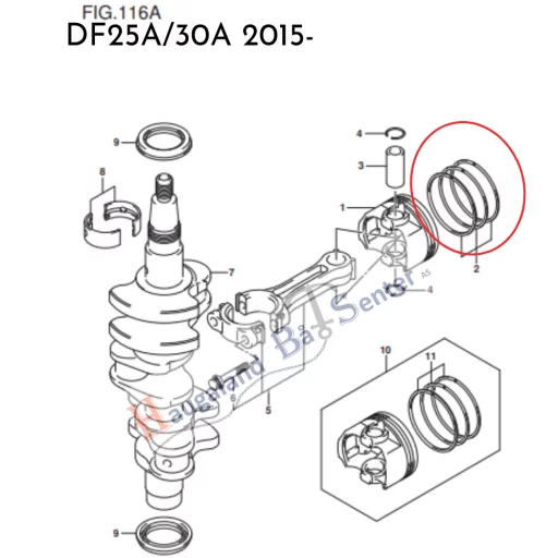 RING SET,PISTON DF15/K13 SUZUKI MARINE