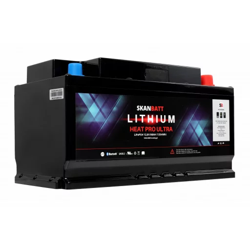 SKANBATT Lithium HEAT PRO 'Ultra' 12V 98AH - CAN Bus - 300A (<3s) - 8 års garanti - BOBILBATTERIET