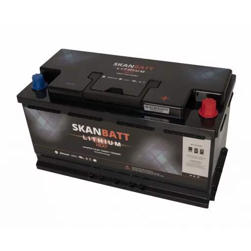 SKANBATT Lithium HEAT Batteri 12V 150AH 150A BMS - Bobil - Bluetooth
