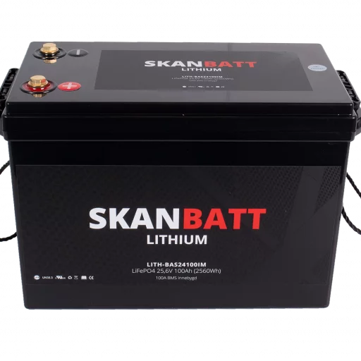 SKANBATT Base Lithium - 24V 100Ah 100A BMS - 330x175x220mm - 3 Års garanti