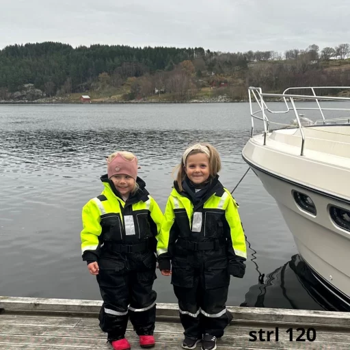 1852 Flytedress Barn 120 cm svart m/fluor gul