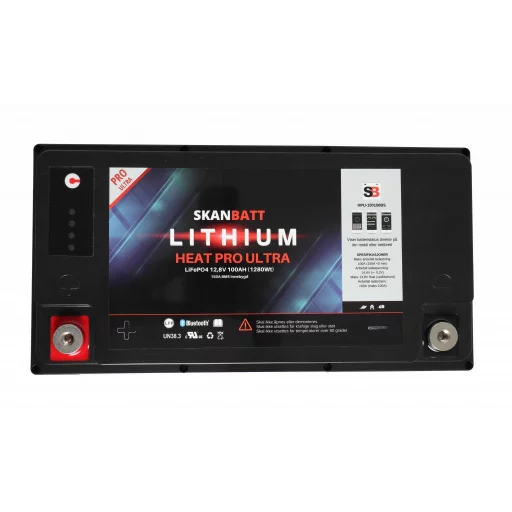 SKANBATT Lithium HEAT PRO 'Ultra' 12V 100AH - CAN Bus - 300A (<3s) - 8 års garanti
