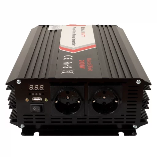 SKANBATT Inverter 12V 2000W  Ren Sinus m/Trådløs Fjernkontroll