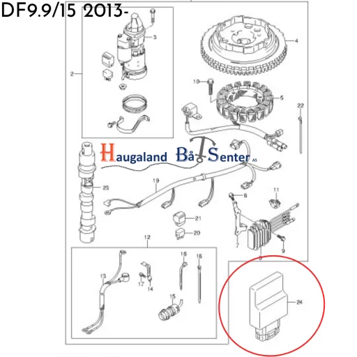UNIT,ENGINE CONTROL ECU DF15 W/ELECTRIC STARTER -SUZUKI MARINE