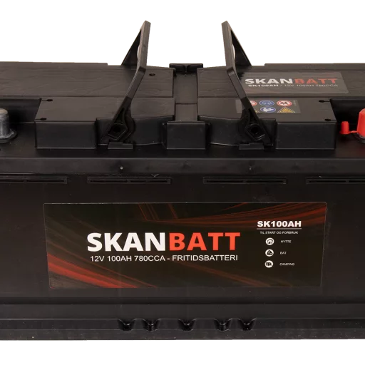 SKANBATT Fritidsbatteri 12V 100AH 780CCA (354x175x190/190mm) +høyre