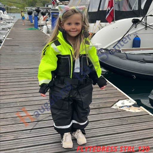 1852 Flytedress Barn 140 cm svart m/fluor gul