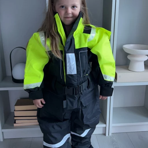 1852 Flytedress Barn 160 cm svart m/fluor gul