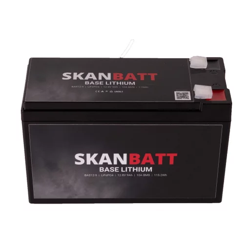 SKANBATT Base Lithium - 12V 9Ah 10A BMS - 150x65x95mm - 3 Års garanti