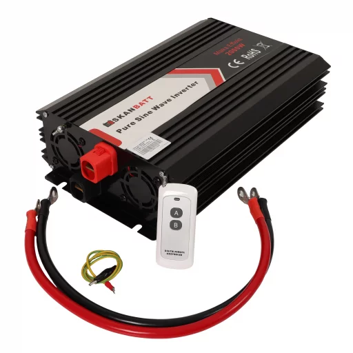 SKANBATT Inverter 12V 2000W  Ren Sinus m/Trådløs Fjernkontroll