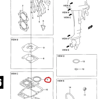 GASKET DT9.9/ DT15 -SUZUKI MARINE