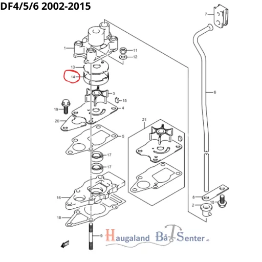 SLEEVE,WATER PUMP CASE DF6-05 -SUZUKI MARINE