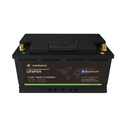 IMPROVE Lithium Batteri 12V 100Ah (LiFePO4) BMS 100A - BLUETOOTH - BOBIL