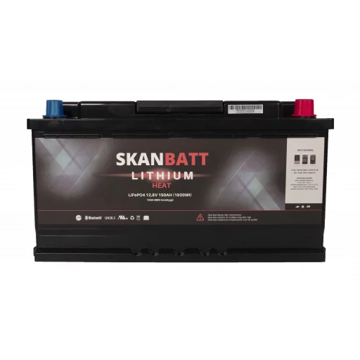SKANBATT V.2 Lithium HEAT Batteri 12V 150AH 150A BMS - Bobil - Bluetooth