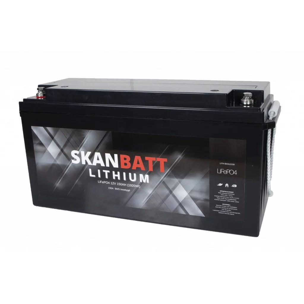 SKANBATT Lithium Batteri 12V 150AH 150A BMS - Standard