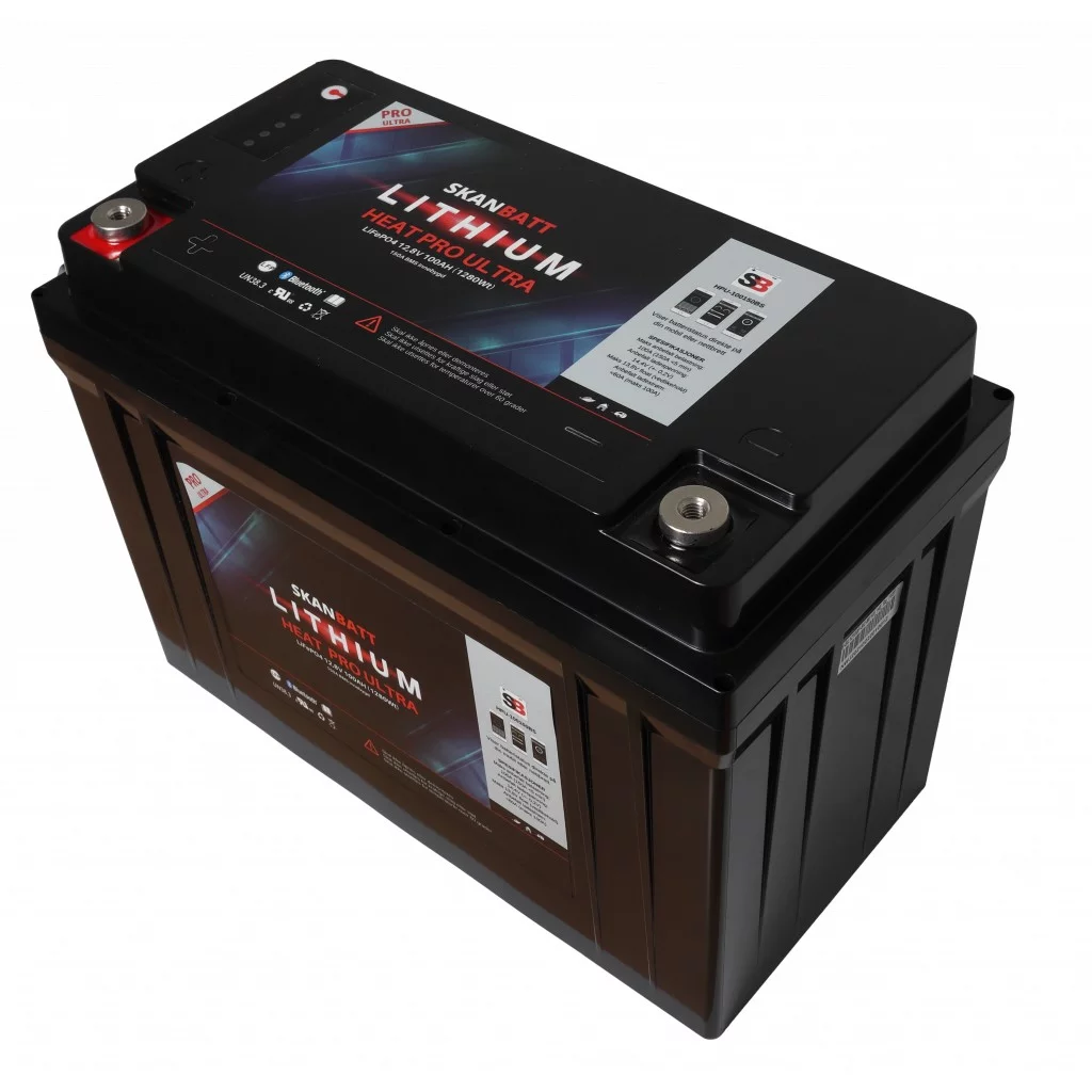SKANBATT Lithium HEAT PRO 'Ultra' 12V 100AH - CAN Bus - 300A (<3s) - 8 års garanti