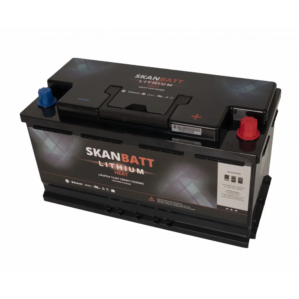 SKANBATT V.2 Lithium HEAT Batteri 12V 150AH 150A BMS - Bobil - Bluetooth