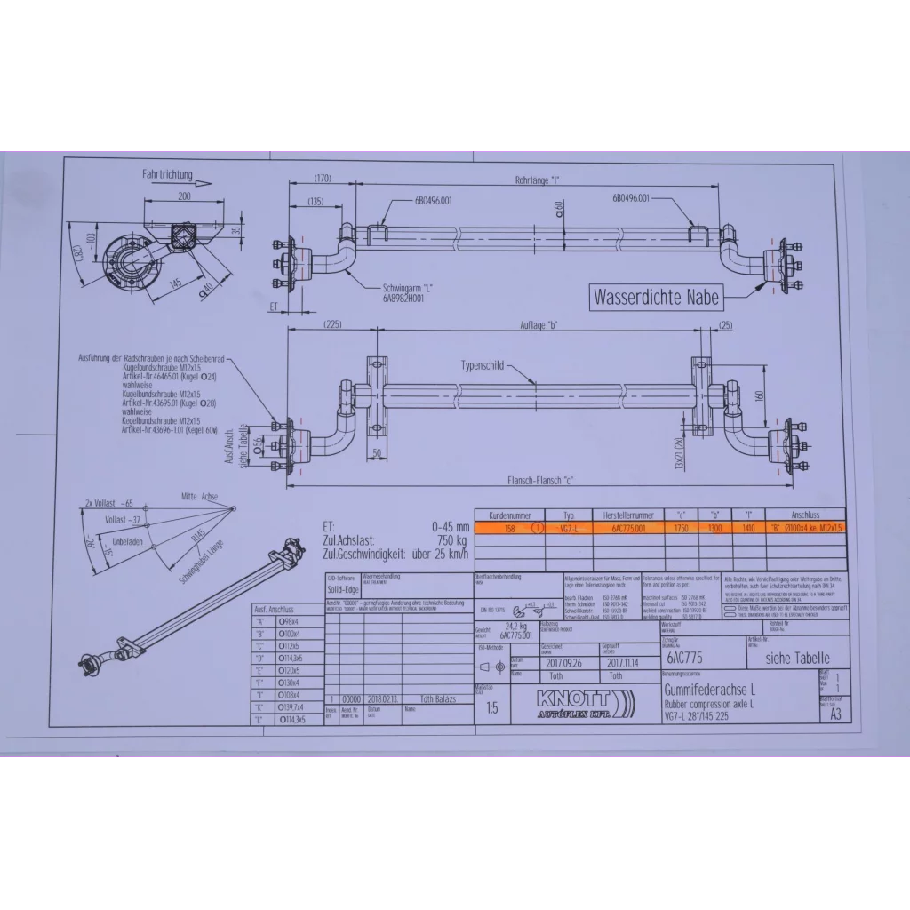 Aksling Knott B1300 V750kg FL1750 BK-HENGEREN