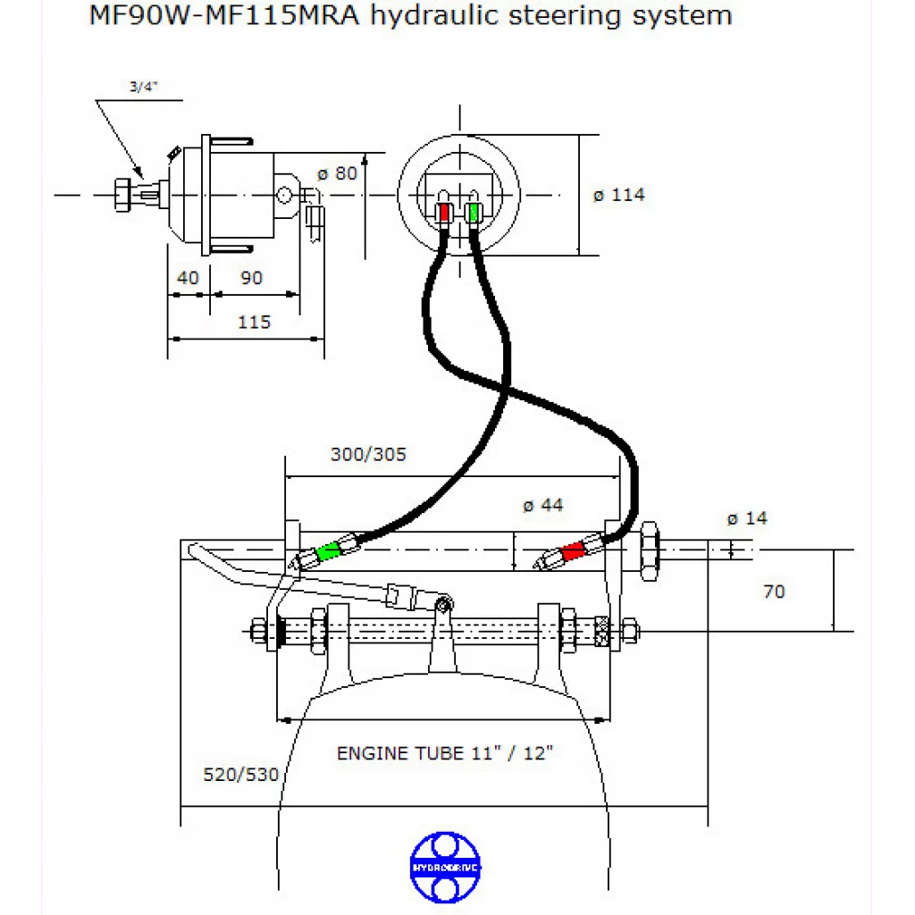 Hydraulisk styring komplett inntil 115 HK NordFlex