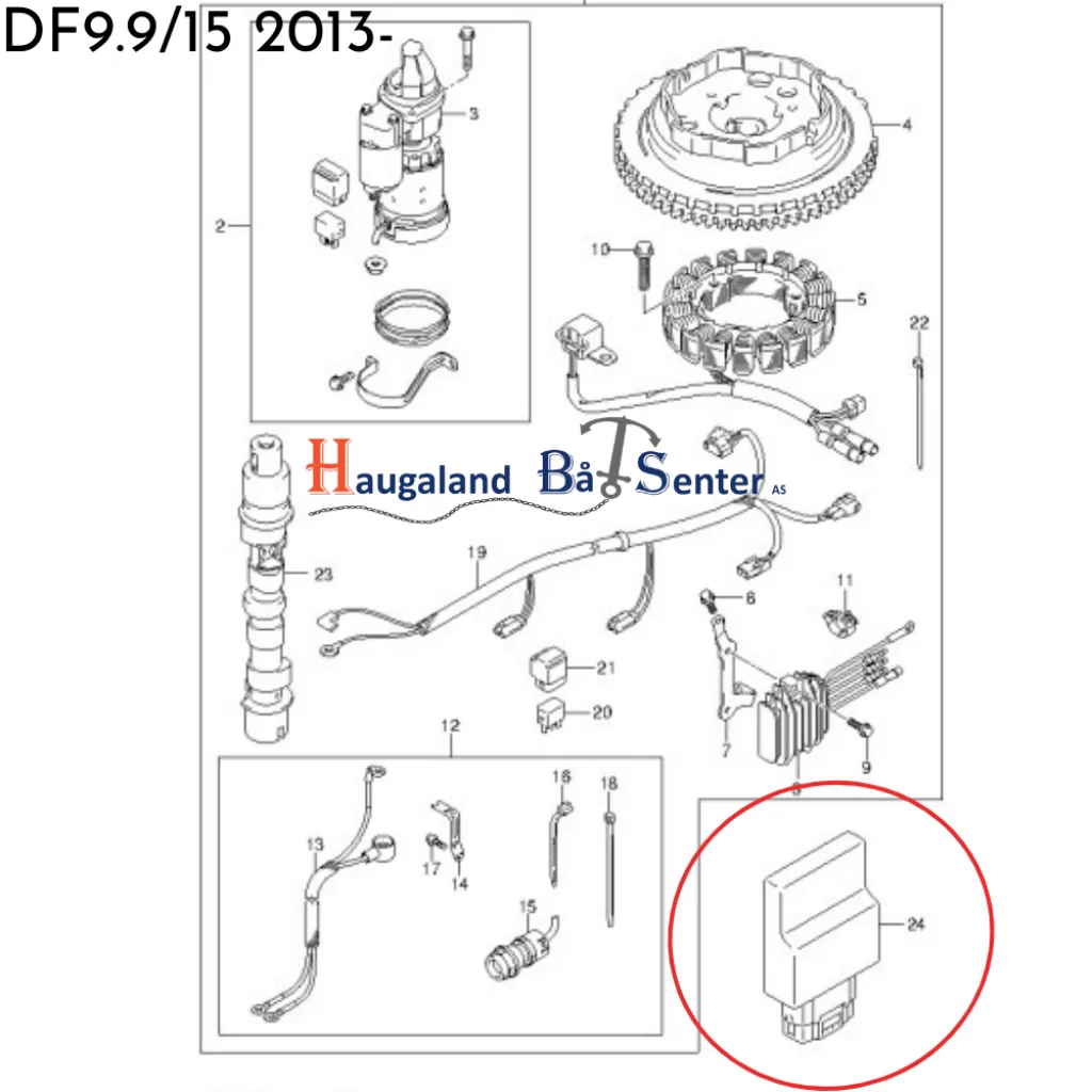 UNIT,ENGINE CONTROL ECU DF15 W/ELECTRIC STARTER -SUZUKI MARINE