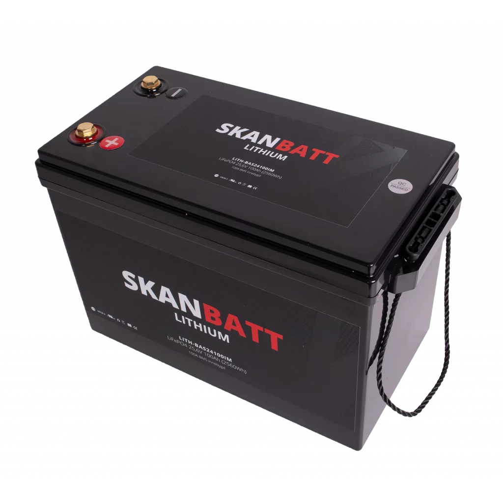 SKANBATT Base Lithium - 24V 100Ah 100A BMS - 330x175x220mm - 3 Års garanti