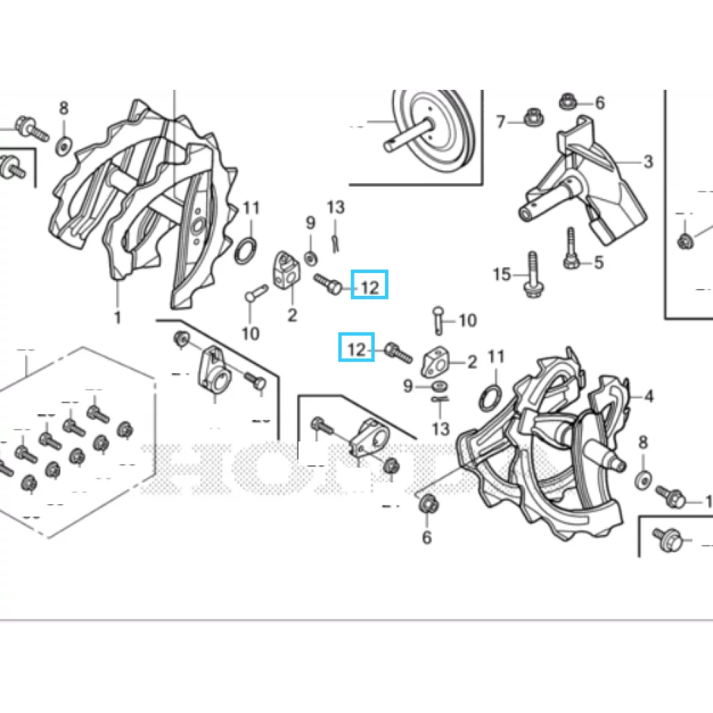 Innmater, bolt / BOLT, HEX., 6X16 HSS 624, 760, 828, 970, HSS760 HONDA