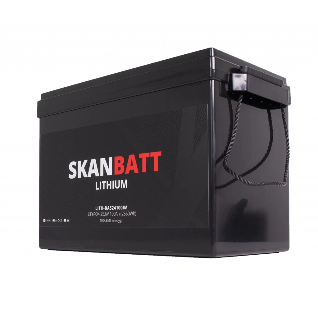SKANBATT Base Lithium - 24V 100Ah 100A BMS - 330x175x220mm - 3 Års garanti