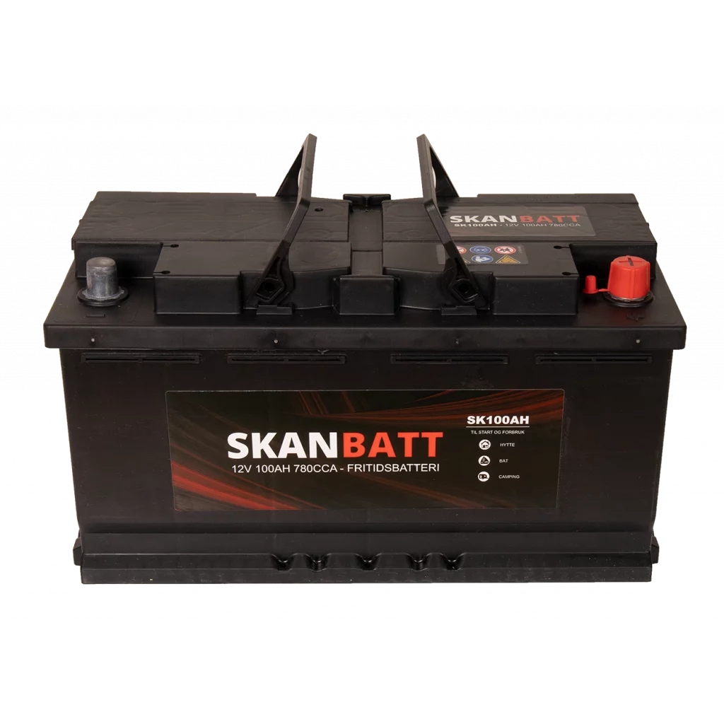 SKANBATT Fritidsbatteri 12V 100AH 780CCA (354x175x190/190mm) +høyre