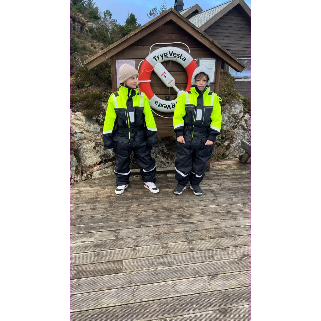 1852 Flytedress Barn 160 cm svart m/fluor gul