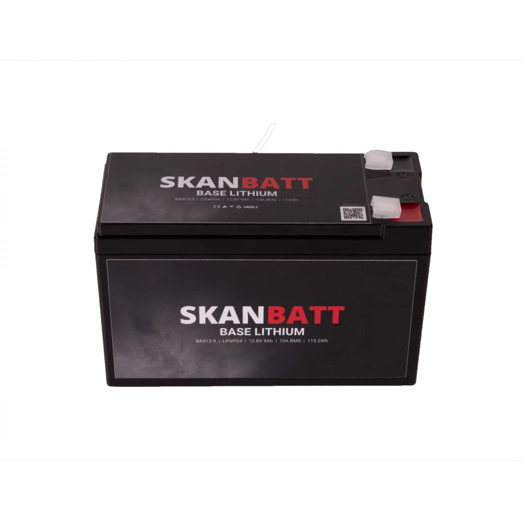 SKANBATT Base Lithium - 12V 9Ah 10A BMS - 150x65x95mm - 3 Års garanti