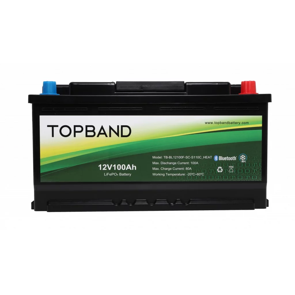 TOPBAND Lithium HEAT PRO - 12V 100AH - 100A BMS - BOBIL - Bluetooth og Varme (TOP-HEAT-RV)