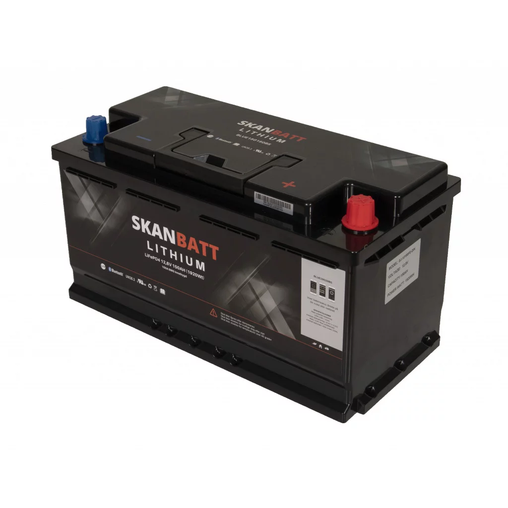 SKANBATT V.2 Bluetooth Lithium Batteri 12V 150AH 150A BMS - Bobil