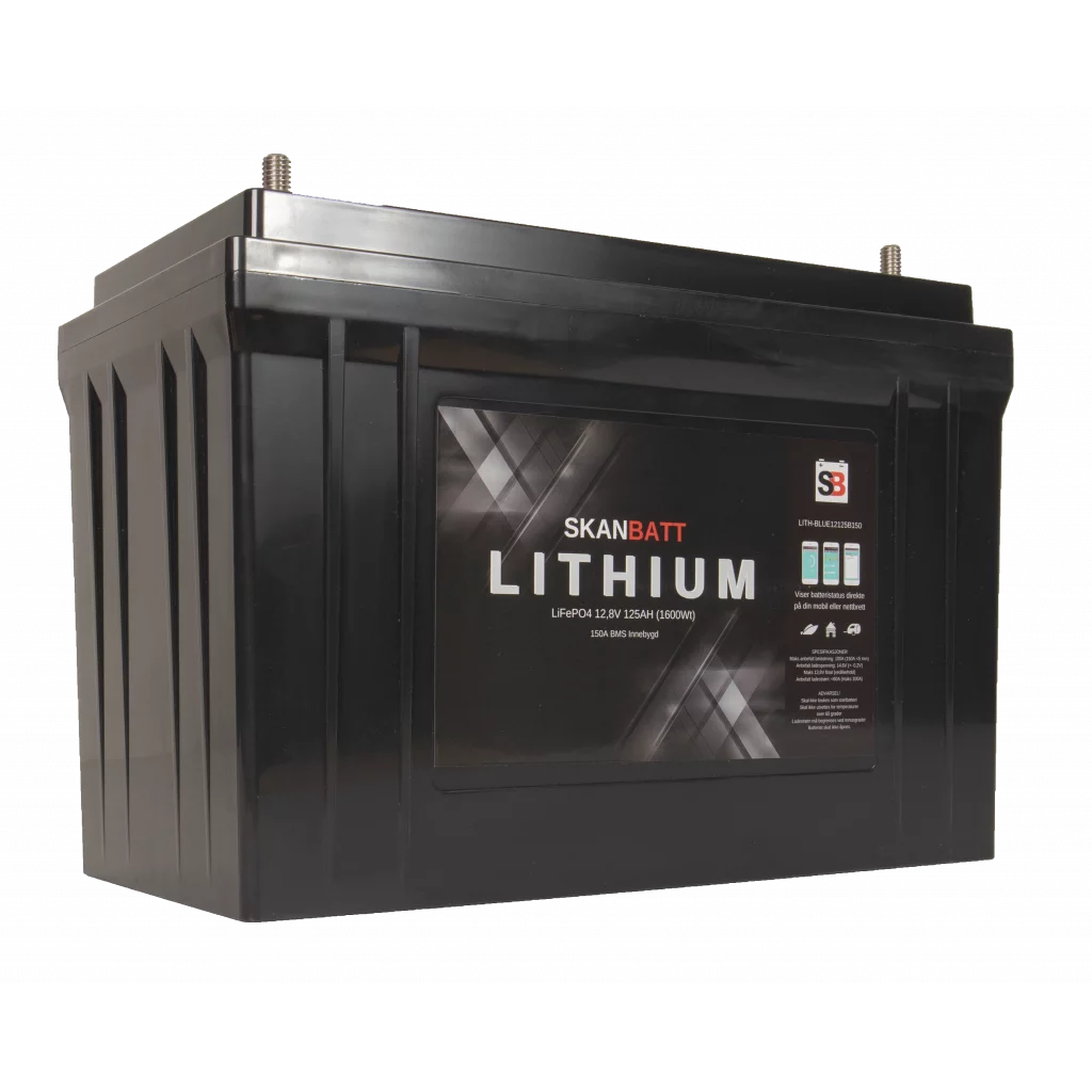 SKANBATT Bluetooth Lithium Batteri 12V 125AH 150A BMS - 8års garanti