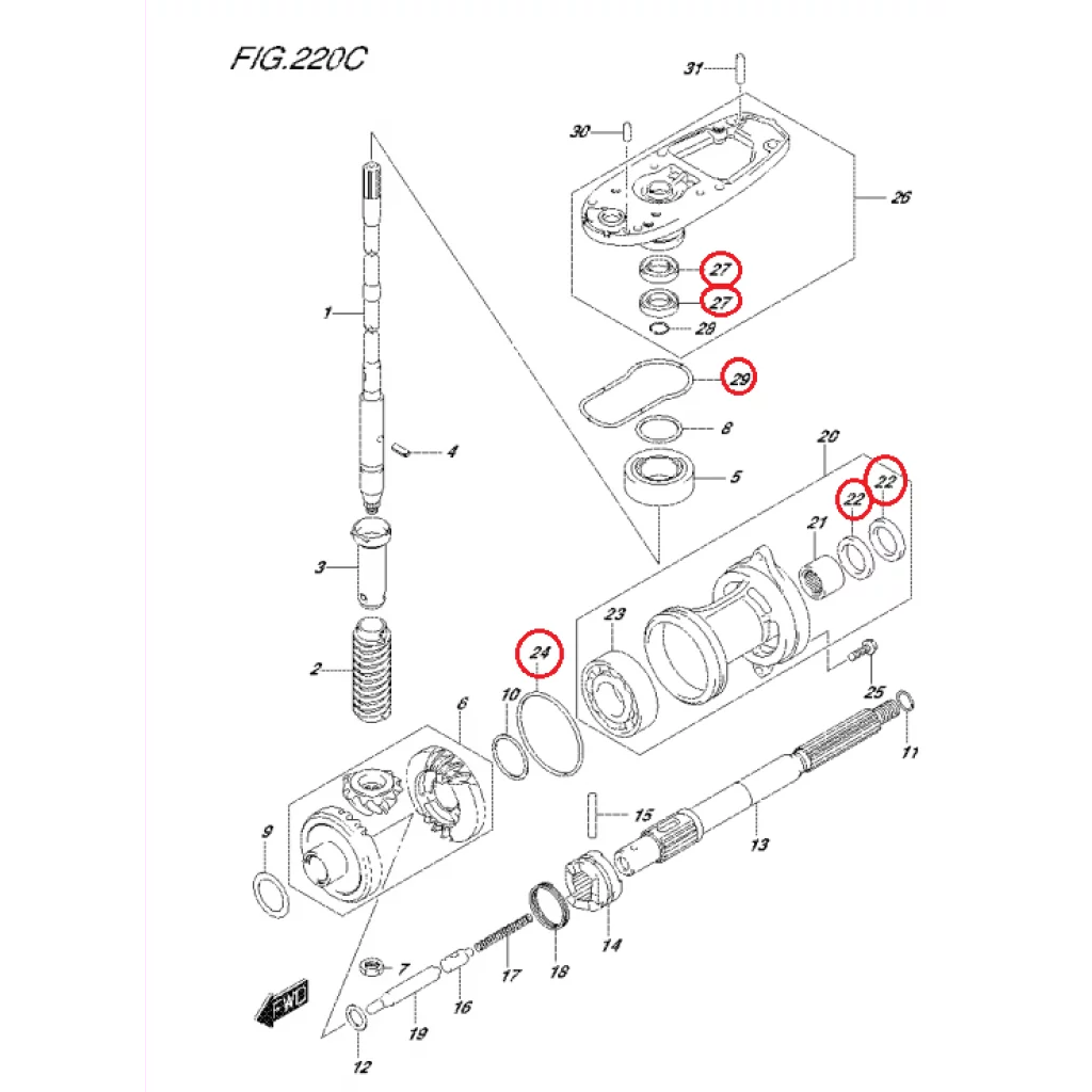 KIT TETTNNG UNDERVANNSHUS 40A - 60A -SUZUKI MARINE
