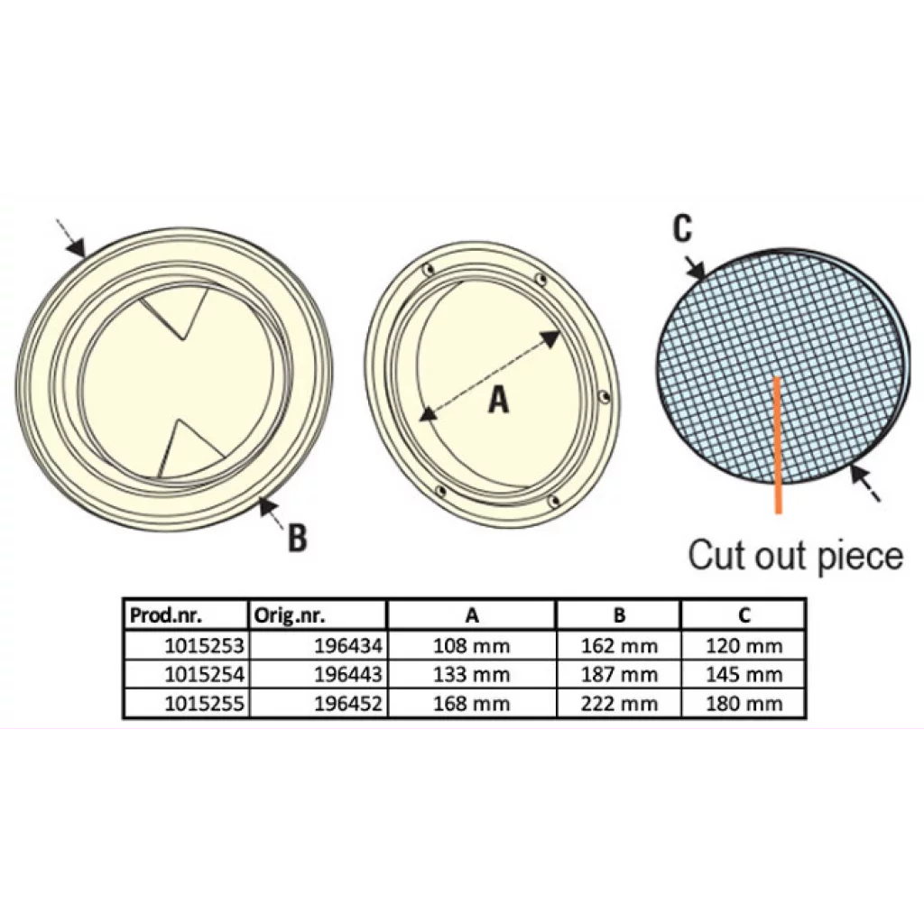 Inspeksjonsluke Top line, liten, hvit