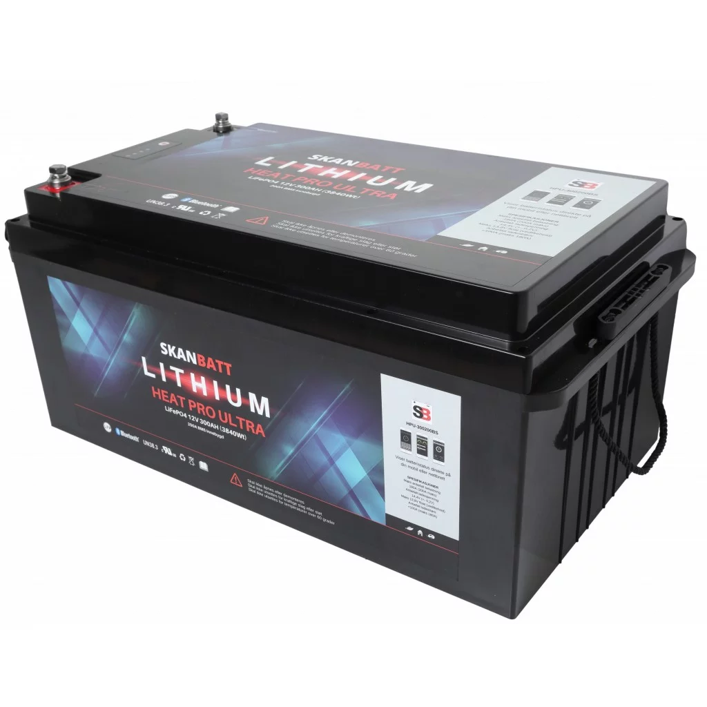 SKANBATT Lithium HEAT PRO Ultra 12V 300AH - CAN Bus - 400A (<3s) - 8 års garanti
