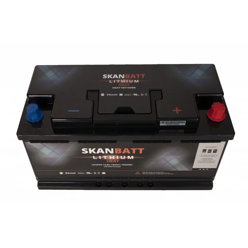 SKANBATT V.2 Lithium HEAT Batteri 12V 150AH 150A BMS - Bobil - Bluetooth