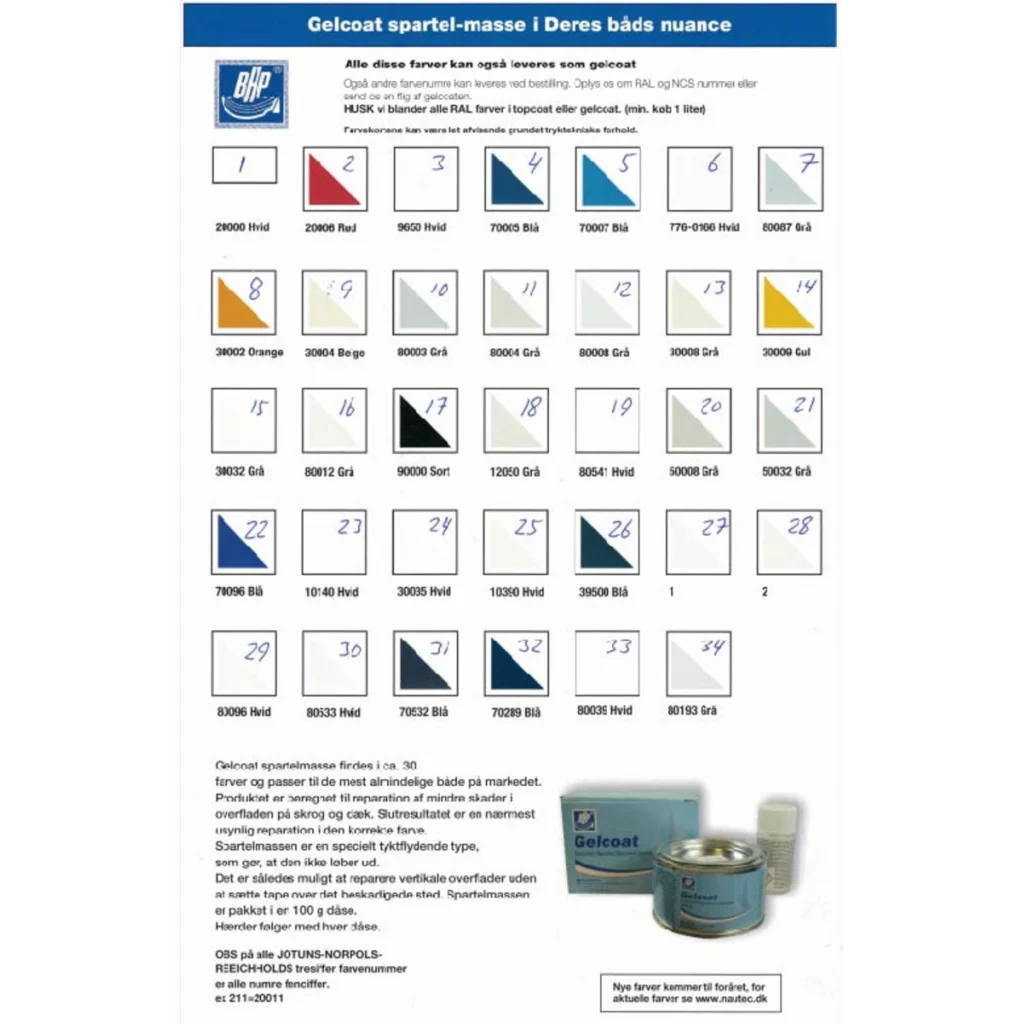 BHP Gelcoatsparkel Hvit 80541, Ral 9003 100 g
